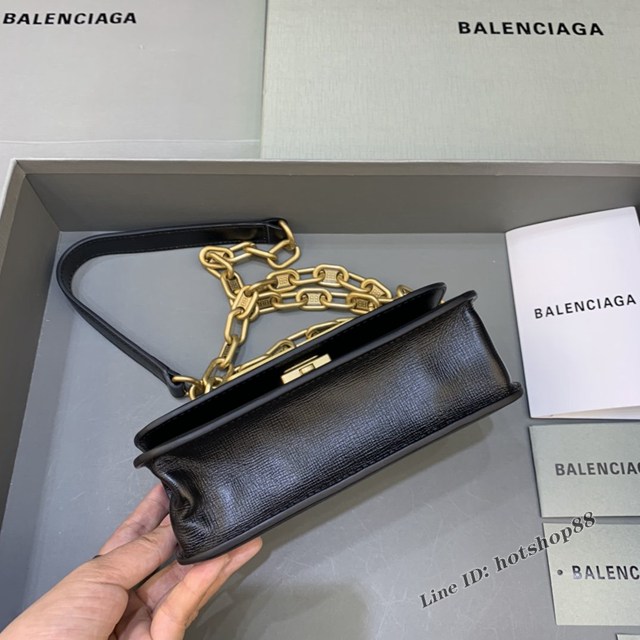 Balenciaga專櫃爆款小號牙籤紋黑肩背包 巴黎世家新款Gossip bag斜挎包 fyj1312